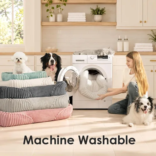 Vista 7 de EHEYCIGA Linda cama para perro de tamaño mediano, cama para mascotas de 30 Crema