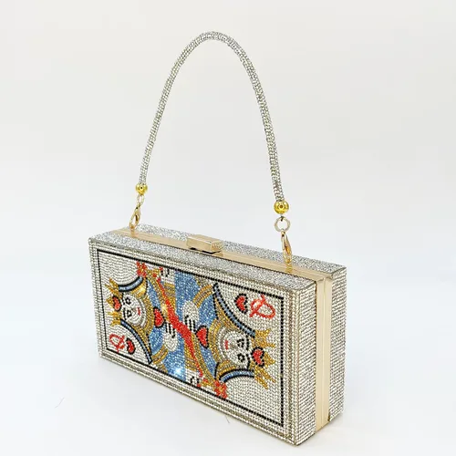 Vista 3 de Powerpurlife Bolsa de mano con diamantes de imitación para fiesta de noche para mujer