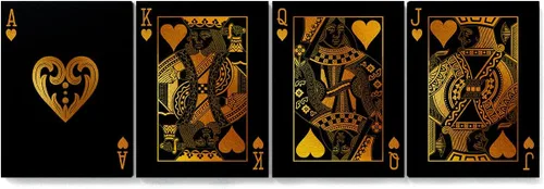 Vista 18 de Juego de 4 tarjetas Ace tamaño pequeño 4x 12 x 16 pulgadas / 0.75 pulgadas, arte en lienzo – Baraja de casino de sala de juegos de cartas vintage