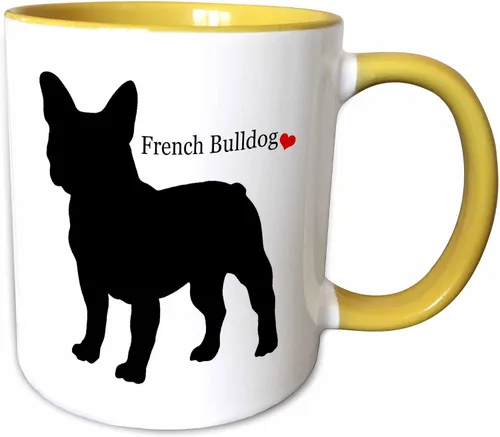 Vista 12 de 3dRose French Bulldog - Taza de dos tonos, 11 onzas, color negro