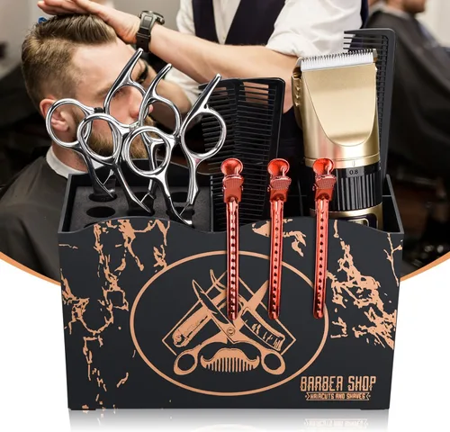 Vista 7 de Noverlife - Caja organizadora profesional para tijeras de barbero, organizador de almacenamiento para tijeras de peluquería de salón, peines, clips