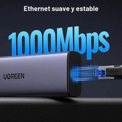 Vista 5 de UGREEN Revodok - Hub USB C 6 en 1 con adaptador Gigabit Ethernet, carga PD de 100W, HDMI 4K, puertos de datos USB A compatibles con Mac M1, M2, M3