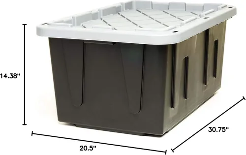Vista 12 de 4427EBKDC.02 Caja de plástico reciclado resistente, contenedor de almacenamiento, 27 galones, negro, 2