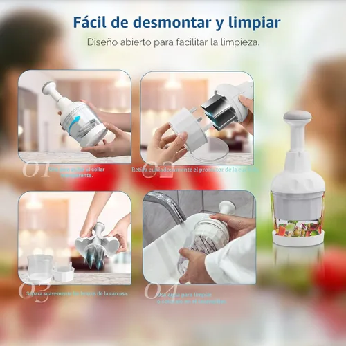 Vista 5 de Picador de alimentos, picador de verduras de mano para verduras, cebolla, ajo, nueces, cortador de verduras de mano, apto para lavavajillas, hoja
