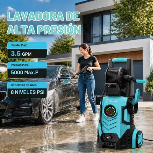 Vista 2 de Lavadora de presión 5000Max con pantalla táctil ajustable de 8 niveles, cable de alimentación de 35 pies con GFCI, 4 boquillas de conexión rápida