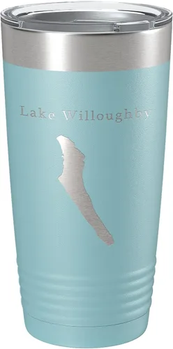 Vista 10 de Lake Willoughby Map Tumbler Travel Mug Insulated Laser Engraved Coffee Cup Vermont 20 oz Black