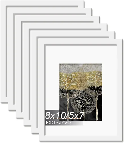 Vista 105 de Fxojyvo Marco de Fotos de 4x6, Muestra Foto de 3.5x5 con Paspartú o 4 x 6 Sin Paspartú, Liviano y de Alta Transparencia Marco de 4 por 6 para Pared