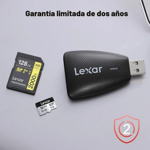 Vista 7 de Lexar Lector Multi-Tarjeta 2 en 1 USB 3.1, Funciona con Tarjetas SD y microSD (LRW450UBNA) Compatible w/ USB 3.1 & 2.0, Simultaneous Transfer