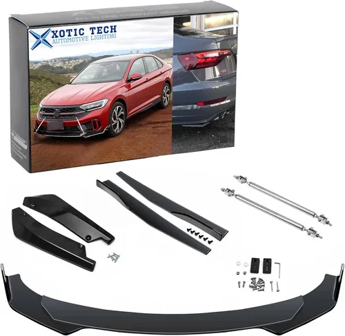 Vista 12 de X xotic tech Juego de carrocería para coche con alerón para parachoques delantero, divisor de falda lateral + alerón para parachoques trasero