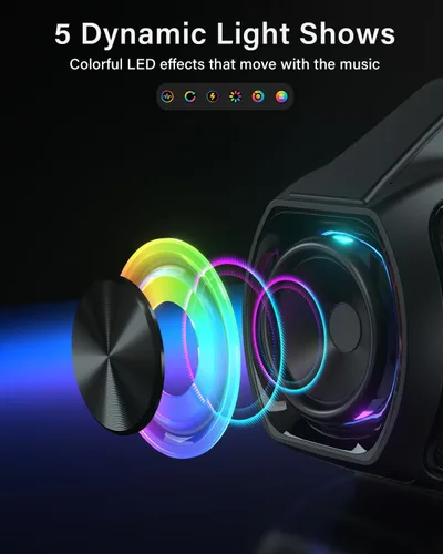 Vista 9 de Altavoz Bluetooth portátil de graves de 120 W, potente altavoz inalámbrico con 2 graves y 2 tweeters, tiempo de reproducción de 20 horas, IPX6