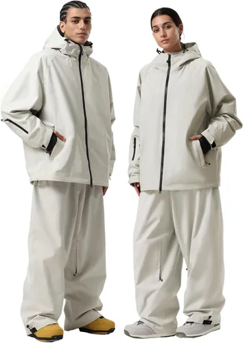 Vista 2 de GSOU SNOW Mens Ski Jacket Baggy Snowboard Jacket Womens Insulated Snow Jacket Waterproof Windproof Loose Ski Coat for Skiing