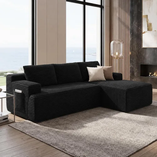 Vista 9 de Sofás seccionales de 105" para sala de estar, sofá cloud con forma de L tapizado, sofás modulares sin estructura rígida, sofá seccional moderno