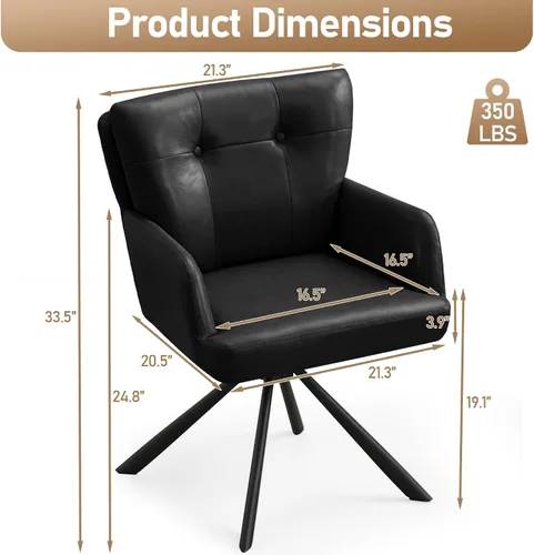 Vista 2 de WUTUTUEE Silla de comedor de piel sintética, moderna, cómoda, giratoria, silla de comedor tapizada con respaldo medio, silla de escritorio sin