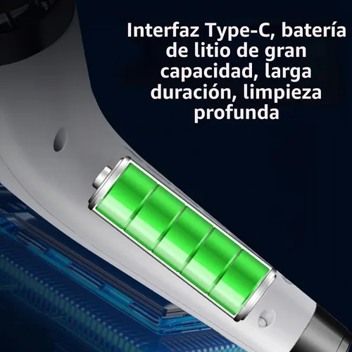 Vista 7 de Limpiador eléctrico recargable giratorio, limpiador eléctrico impermeable con 7 cabezales de cepillo, 1 escobilla de ventana, mango largo ajustable