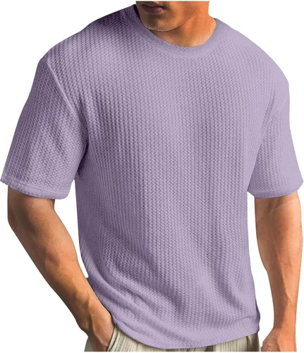 Vista 8 de Kint - Camiseta de manga corta para hombre, de verano, con cuello redondo, casual, color liso, ajuste relajado, camiseta de entrenamiento atlético