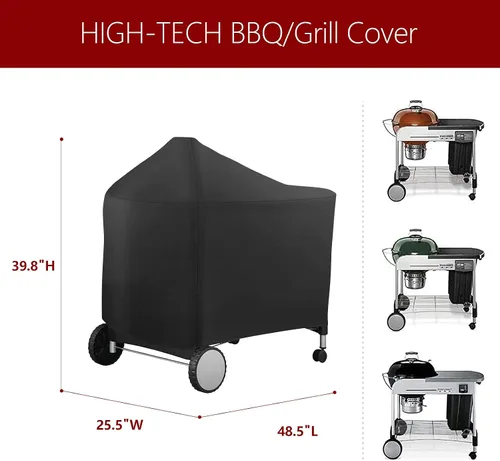 Vista 2 de Funda para parrilla Weber 7152 Performer Deluxe de 22 pulgadas, cubierta impermeable resistente a la decoloración para barbacoa