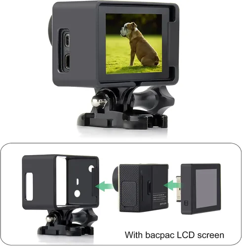 Vista 3 de GEPULY BacPac - Carcasa para GoPro Hero4, Hero3+, Hero 3 con LCD BacPac y accesorios de extensión de batería
