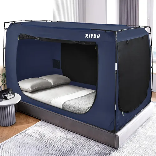 Vista 15 de RIYDH Tienda de campaña para cama tamaño individual XL para adultos y niños, diseño original, tienda de campaña portátil de ensueño para interiores