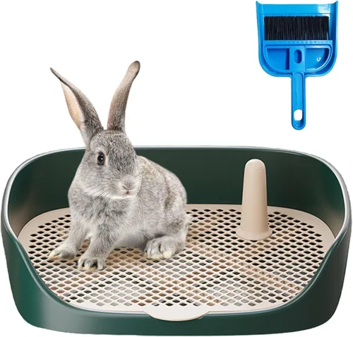 Vista 8 de Tfwadmx Caja de arena para conejillos de indias, bandeja de esquina rectangular para inodoro de animales pequeños, para hurón, chinchilla