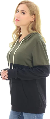 Vista 4 de Bearsland - Suéter de lactancia para mujer, con capucha y bolsillos, para maternidad Verde Armada (ArmyGreen)