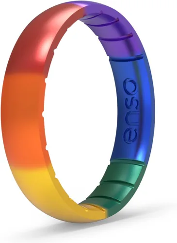 Vista 5 de Enso Rings Anillo de silicona fino hecho a mano, diseño cómodo y flexible, 0.169 in de ancho, 0.069 in de grosor