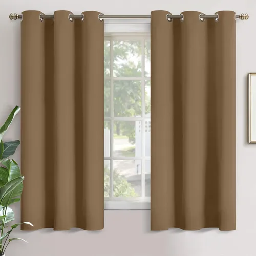 Vista 106 de YoungsTex - Cortinas blackout cortas, aislamiento térmico, ojales, oscurecen la habitación, privacidad, para cámper, sótano, cocina y baño, 2 Gris