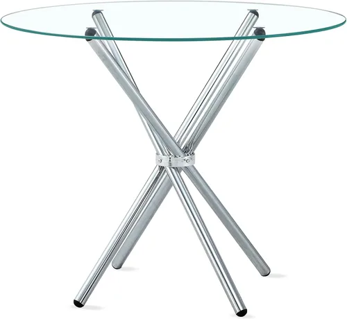 Vista 10 de Fab Glass and Mirror Bases de mesa de madera con mesa de comedor redonda de vidrio de 30 pulgadas, 3/8 de grosor, elegante mesa de comedor redonda