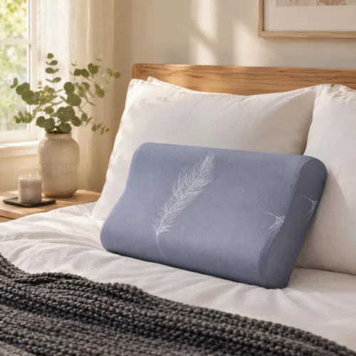 Vista 7 de Fundas de almohada de algodón con estampado a cuadros para contorno de cuello de espuma viscoelástica con cremallera (estilo A) Almohada de espuma