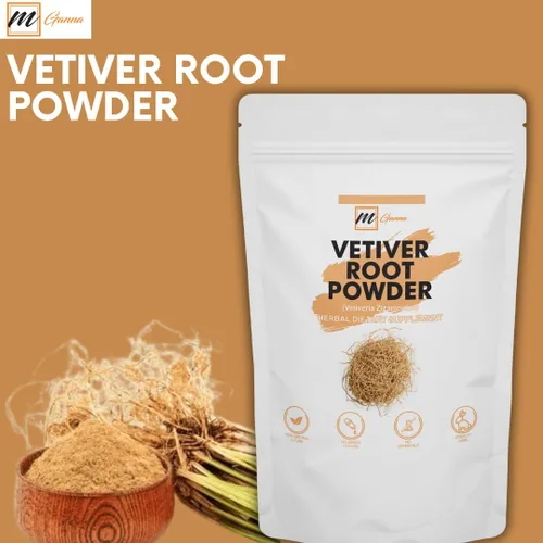 Vista 3 de mGanna - Polvo de raíz de vetiver 100% natural, vetiveria zizanioides/khus para formulaciones ayurvédicas, herbales y cosméticas, 227 GMS / 0.5