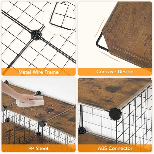 Vista 5 de HOOBRO Organizador de almacenamiento de cubos de alambre, estantes de 6 cubos, estantes modulares con rejilla de metal, armario de armario