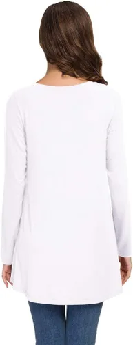 Vista 25 de AWULIFFAN Blusa tipo túnica holgada de manga larga con cuello redondo para mujer