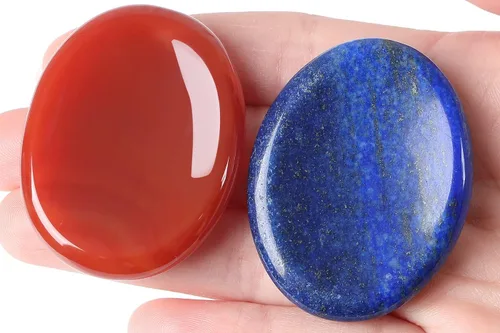 Vista 19 de QINJIEJIE Piedra de preocupación para el pulgar para la ansiedad, cristales de chakras, piedras curativas para la preocupación de los chakras