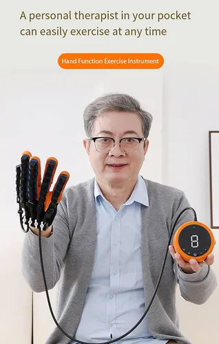 Vista 5 de Guante robot de rehabilitación de ambas manos, dispositivo de entrenamiento de fuerza de los dedos para hemiplejia cerebral, fuerza ajustable