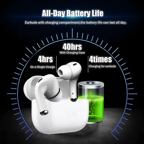 Vista 5 de Auriculares inalámbricos con cancelación activa de ruido, auriculares Bluetooth 5.3 con funda de carga, auriculares intrauditivos con micrófono