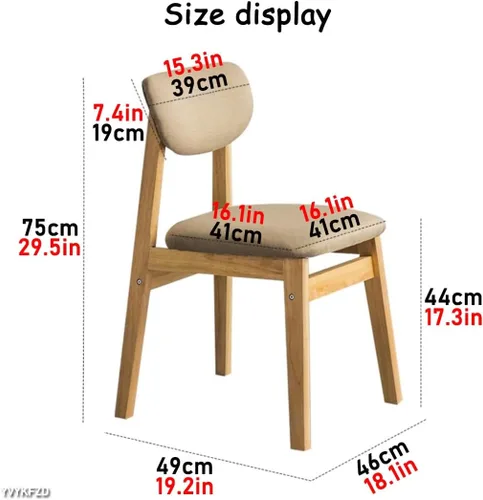 Vista 3 de YVYKFZD Dining Chairs Set, Solid Wood Kitchen Chairs, Upholstered Dining Room Chair with Curved Backrest, Living Room Chair with Removable Fabric