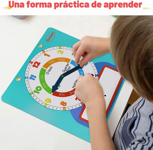 Vista 2 de Reloj magnético grande de aprendizaje de borrado en seco para niños que aprenden a decir la hora, demostración de 12 pulgadas, reloj analógico
