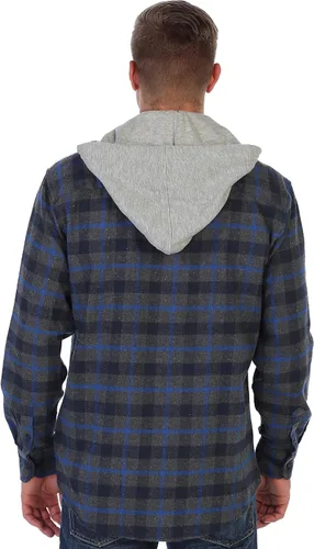 Vista 3 de Gioberti - Camisa de franela a cuadros para hombre, con capucha extraíble y botones