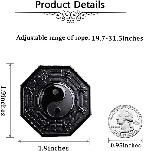 Vista 5 de Collar de obsidiana natural, colgante de protección de amuleto de la suerte con cadena de cuentas ajustable, talismán de cristal negro, joyería