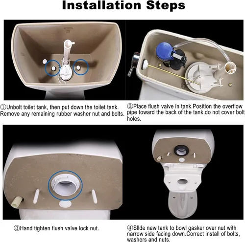 Vista 5 de Kit de reemplazo de válvula de descarga de 3 pulgadas con junta y tornillos, compatible con el inodoro de dos piezas estándar americano
