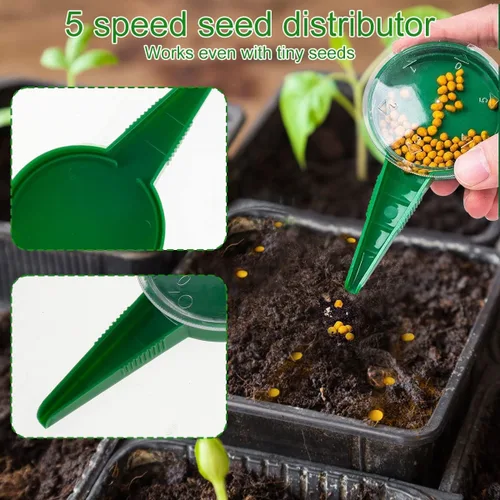 Vista 3 de HOTBEST Mini dispensador de semillas de siembra, 6 piezas, herramienta de sembradora de semillas, herramienta de sembradora de semillas de jardín