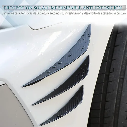 Vista 4 de Paquete de 6 aletas de coche, kit universal para parachoques delantero, divisor de labio, difusor anticolisión para el cuerpo, pegatinas decorativas