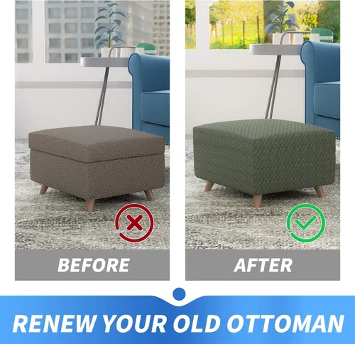 Vista 4 de MAXIJIN Fundas para otomano de jacquard, fundas protectoras para taburete plegable, protector de muebles, funda suave y gruesa rectangular