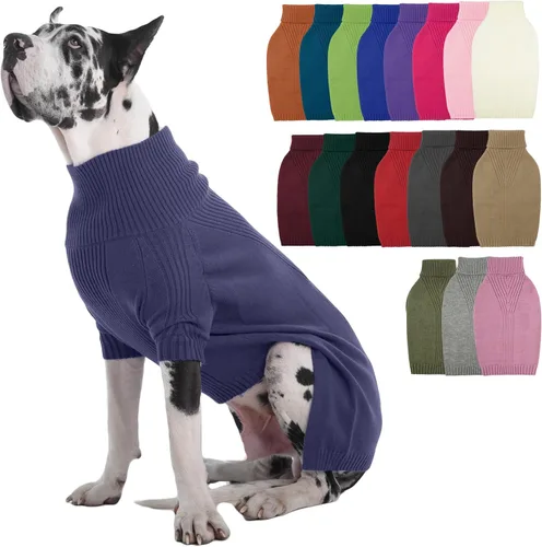 Vista 40 de IECOii Suéter de perro salchicha de cuello alto para perros pequeños, medianos y hembras, elástico y transpirable, abrigo de punto cálido, para Negro