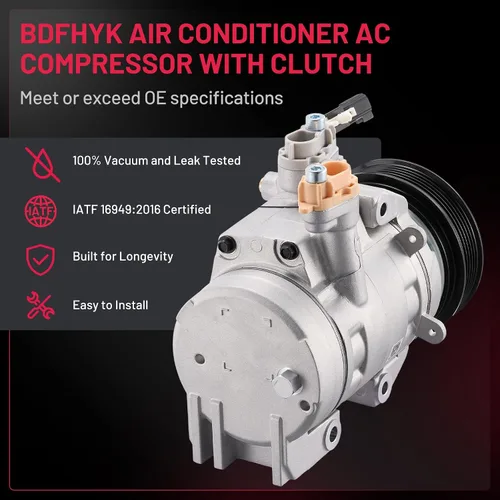Vista 3 de BDFHYK Compresor de aire acondicionado con embrague compatible con Ford F-250 F-350 Super Duty 6.2L 2017-2019, F-450 F-550 Super Duty 6.8L