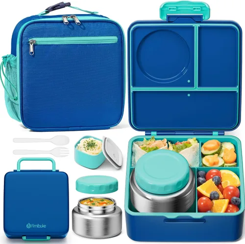 Vista 14 de Fimibuke Lonchera Bento para niños con tarro de comida, caja Bento a prueba de fugas con tarro de comida aislado de 8.5 onzas, bolsa de almuerzo