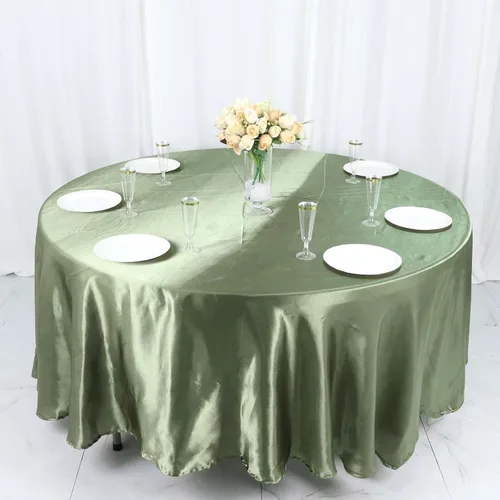 Vista 6 de Tableclothsfactory Mantel redondo de satén para cocina, comedor, catering, boda, fiesta de cumpleaños, eventos