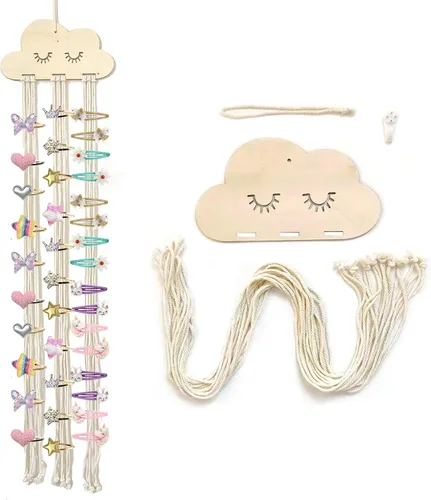 Vista 2 de Hiflyer Soporte y organizador de lazo para accesorios para el cabello de niñas, almacenamiento de pinzas para el cabello (arcoíris)