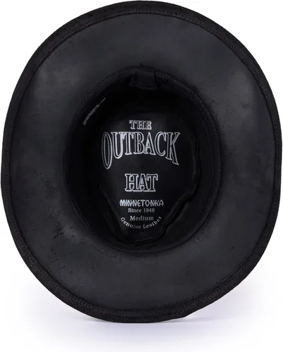 Vista 7 de Minnetonka Sombrero Outback - Cuero envejecido con ala de alambre de acero Negro