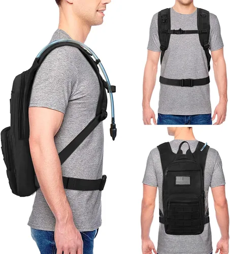 Vista 6 de NOOLA Mochila de hidratación de 3 litros, mochila de agua con vejiga de agua de TPU, paquete de hidratación táctica para hombres y mujeres, mochila