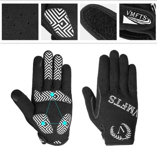 Vista 4 de Guantes de ciclismo VMFTS con gel y guantes deportivos sin dedos completos para fitness, levantamiento de pesas, entrenamiento de escalada